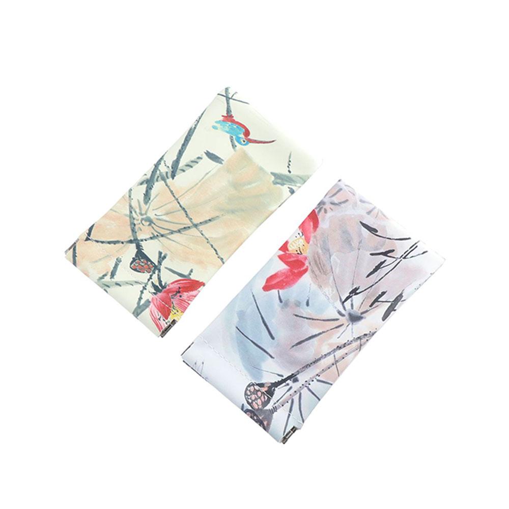 Chinese Ink Painting Pu Leather Glasses Case Flower Lipstick Storage Case Children