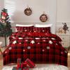 3-Piece Christmas-Themed Duvet Cover Set Hypoallergenic Fabric Checkered Elk Snowflake Print Design