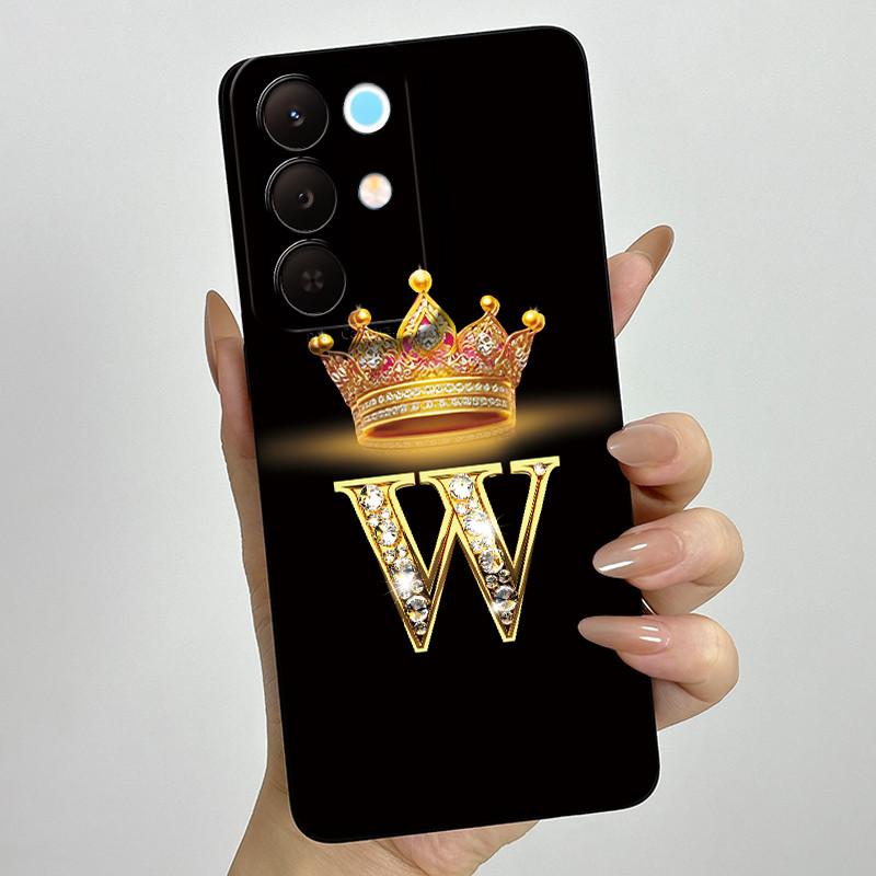 For Realme 15X C85 5G Crown Initial Letter Couple Phone Case Realme15X RMX5250 RMX5253 Soft Silicone TPU Lens Protective Casing