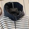 Women's Striped Color-block Fleece Hoodie