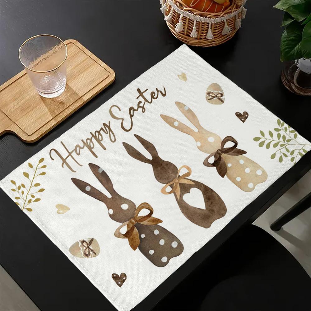 1PC Placemats, Easter Print Placemats, Table Mats Heat Resistant Coffee Place Mats, For Indoor, Outdoor, Kitchen