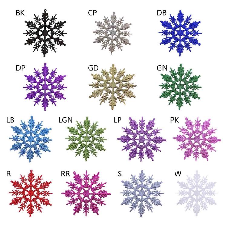 Christmas Snowflake Pendant 24pcs/set Glitter Plastic Tree Window Wall Decor