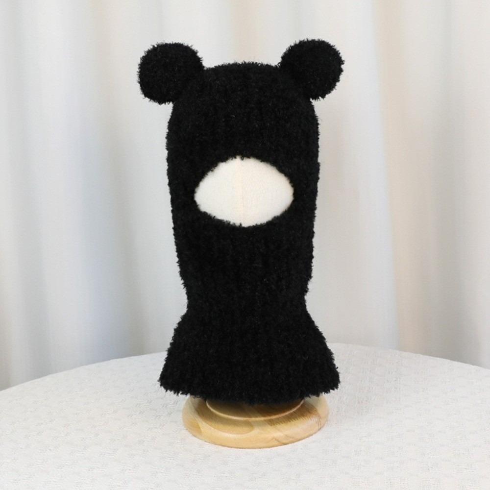 Bear Scarf Mask Integrated Hat Warm Lining Kids Balaclava Hat Autumn and Winter