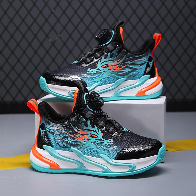 Year of the Dragon Limited Boys' Shoes Summer New Mesh Breathable Children's Sports Shoes Medium and Older Children's Training Non-slip Bask