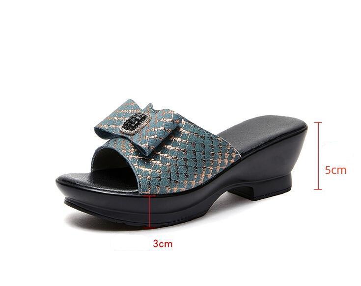 Fashion GKTINOO Summer Women‘s Slippers Sandals 2025 High Heel 5cm Fashion Platform Genuine Leather Slides Ladies Shoes Non-slip Casual