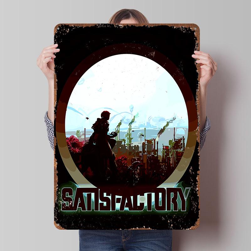 

Satisfactory Game Printed Poster Customized Wall Art Retro Vintage Metal Tin Signs for Bathroom Decor Room Decoration Cozy Home 7.9x11.8In(20x30cm)