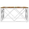  Coffee Table, Silver, Stainless Steel and Solid Reclaimed Wood