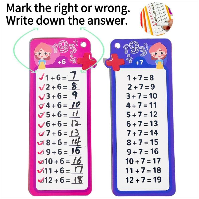 1SET Addition, Subtraction, Multiplication and Division, Primary School Math Card, Repeatable Writing, Children's Learning Aids