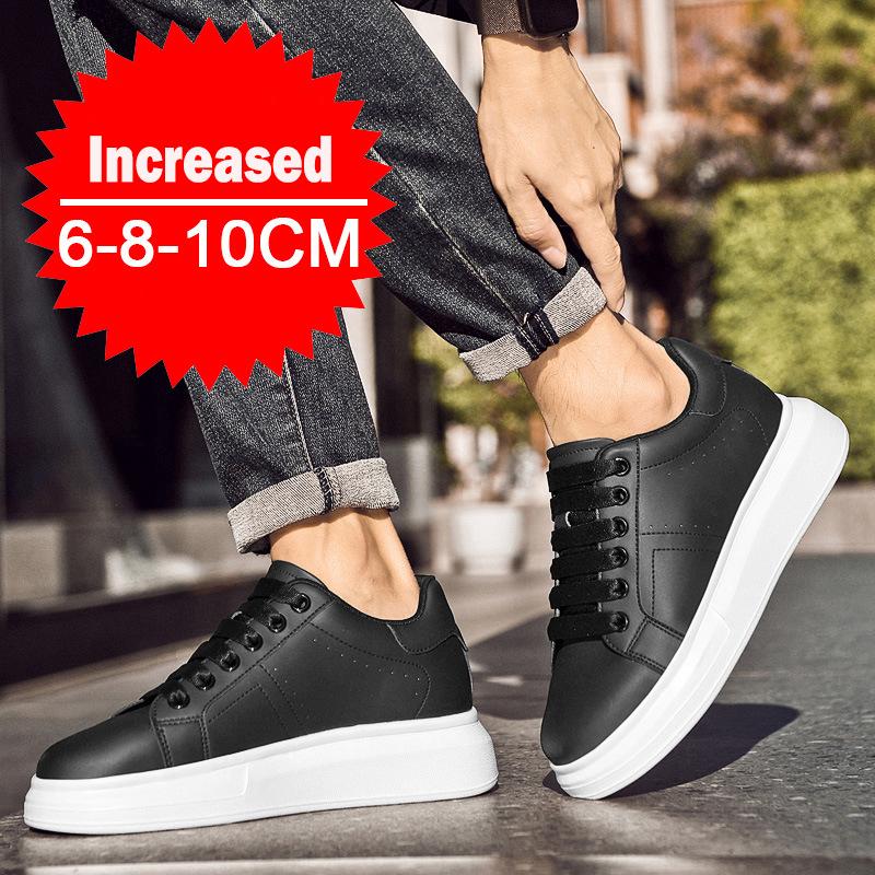 Hoge Kwaliteit Leren Schoenen voor Mannen met Hoogteverhoging 6cm/8cm/10cm Optioneel Onzichtbare Hoogteverhogende Mode Witte Sportschoenen