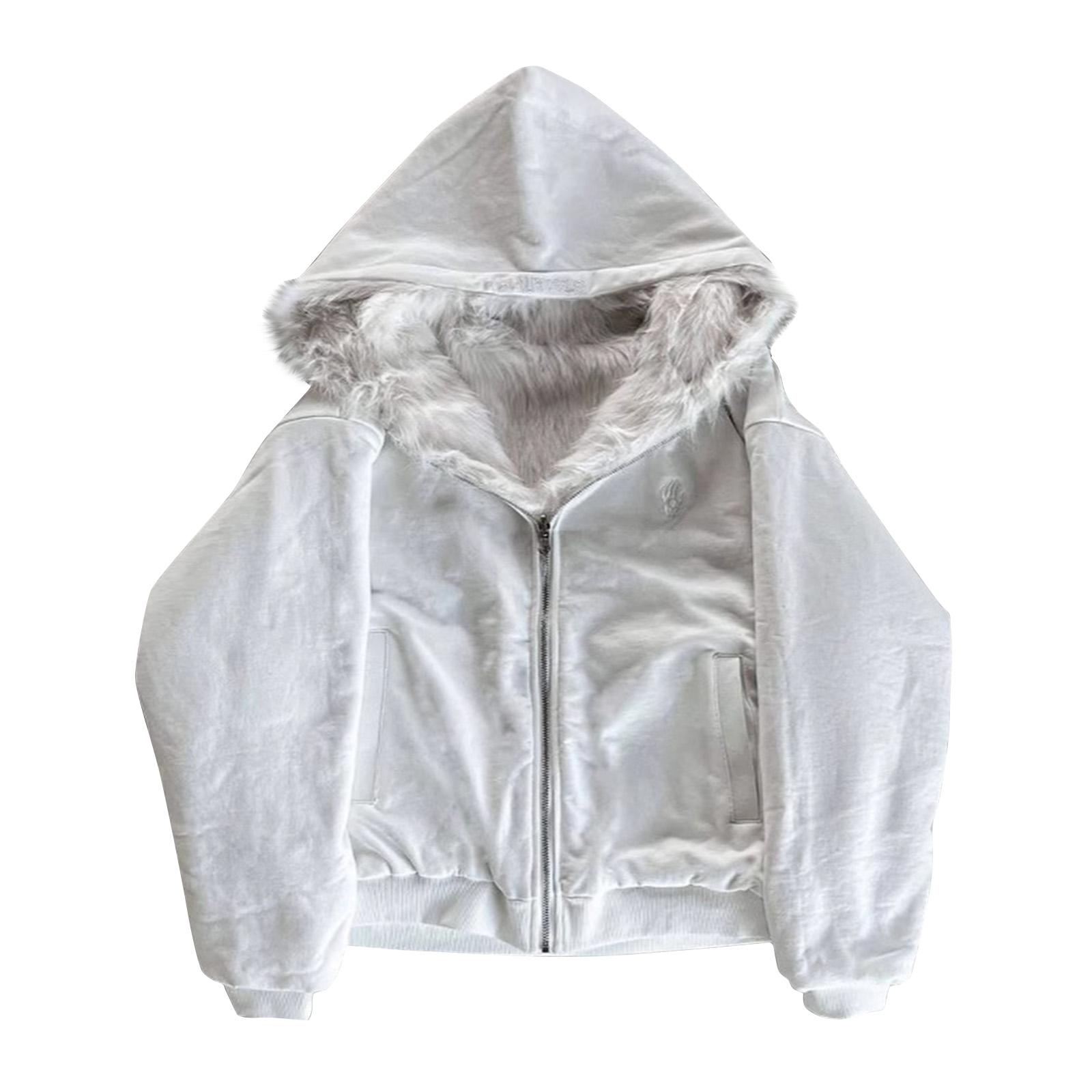 

Мужская однотонная толстовка на молнии с плюшевой подкладкой, двусторонняя, спортивная, большого размера, повседневная куртка-толстовка XL белый