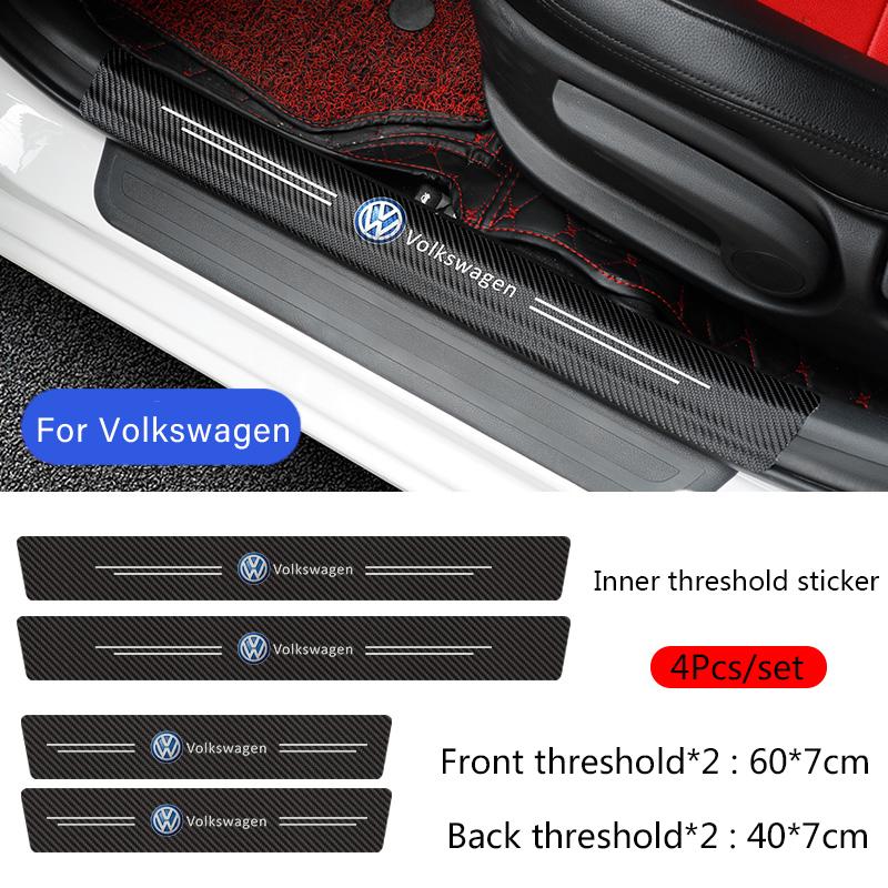 For VW Car Door Sill Plate Sticker Anti-scratch Strip Trunk Protection Decals for VW Polo Golf Passat Touran Jetta Interior Mouldings   AWY1