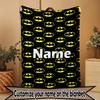 Custom Name Personalized Batman Print Blanket, Home Decor, Bedroom, Sofa, Camping, Couch, Gifts for Birthday Christmas