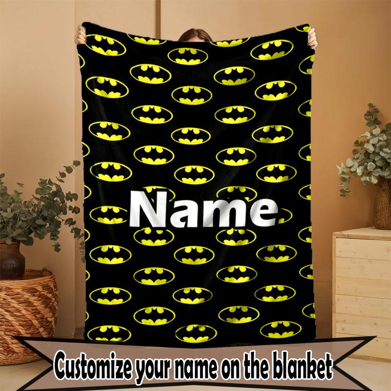 Custom Name Personalized Batman Print Blanket, Home Decor, Bedroom, Sofa, Camping, Couch, Gifts for Birthday Christmas
