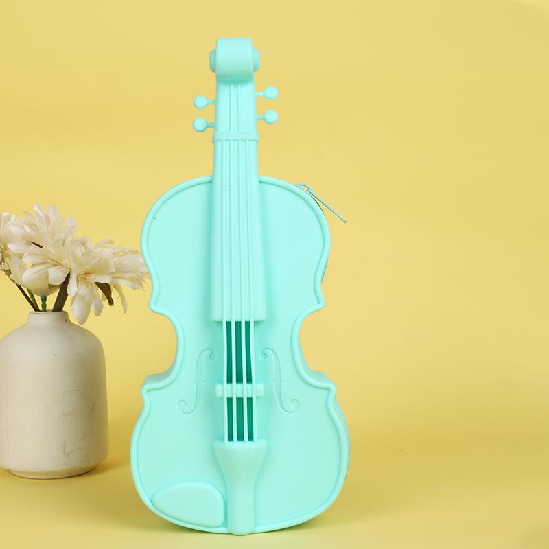 

Pen Schoolbag Violin Silicone Pen Case High Appearance Level Guitar Creative Pen Case Decorative Gift Children s Stationery Box зелёный