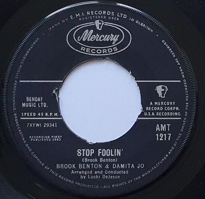 7inch Record BROOK BENTON & DAMITA JO - Stop Foolin' AMT1217 Mercury 1963 UK Pop Used