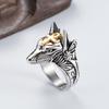 Retro Anubis Divine Defense Broken Window Titanium Steel Ring Ancient Egypt