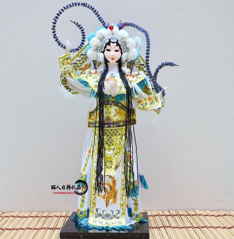 Beijing Silk Doll Peking Opera Mu Guiying, Chinese Folk Craft Forbidden City Souvenir