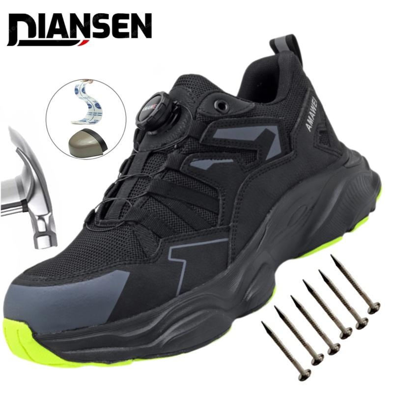Rotary Buckle Work Sneakers Protective Shoes Puncture-Proof Anti-smash Steel Toe Shoes Warehouse Kevlar Insoles Work Footwear