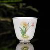 Chinese Ceramic Teacup Travel Personal Meditation Cup Hand Painted Lotus Leaf Tea Bowl Pu'er Master Cup Tea Set Accessories 65ml