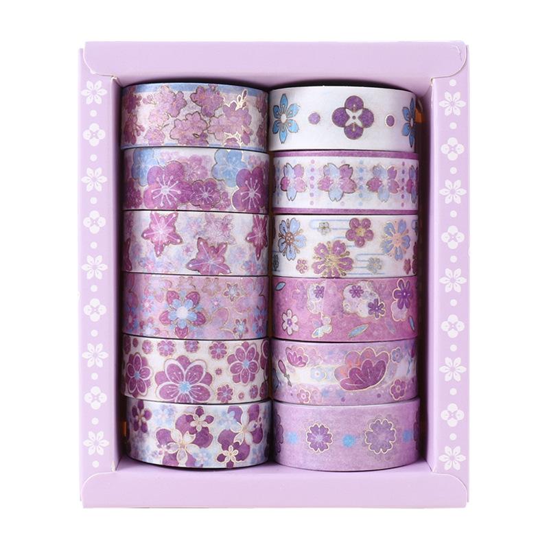 12Pcs Sakura Washi Tape Scrapbooking Supplies Masking Tape Decorativa School Supplies Diary Decoration Washitape