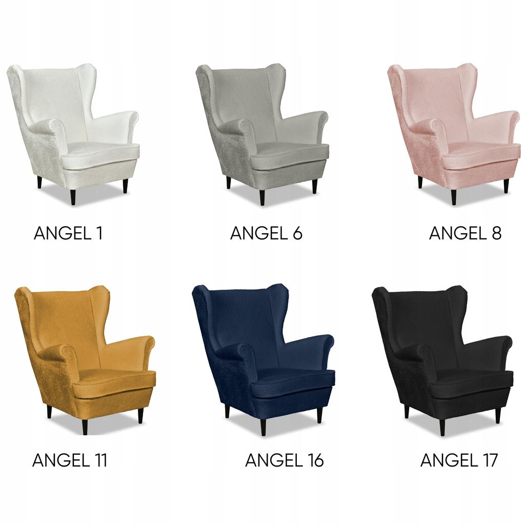 Bella Wing Chair with Footstool Scandinavian Family Meble Navy Blue