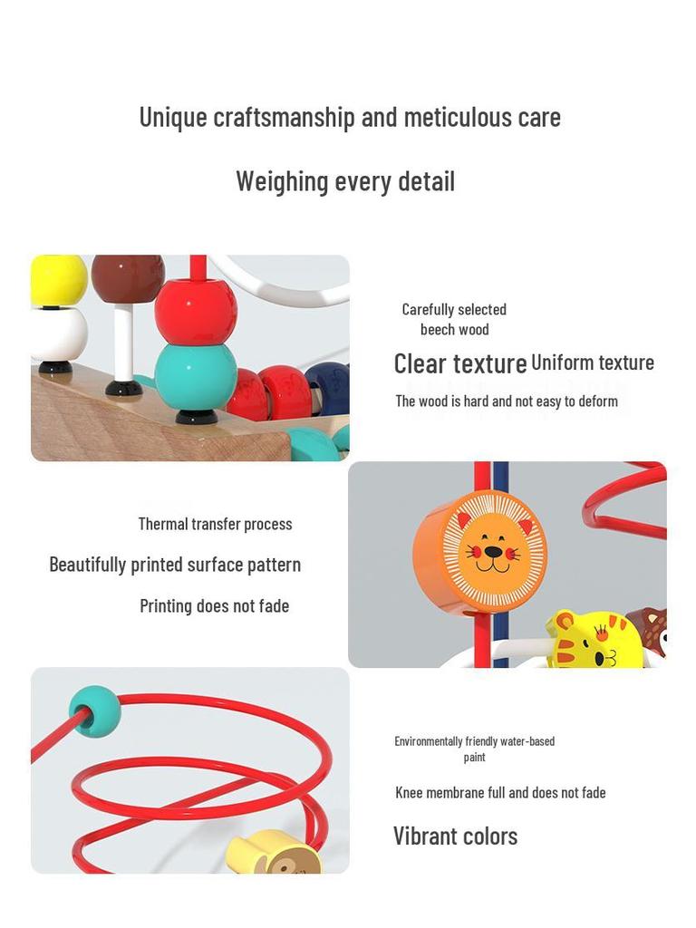 Multifunctional Bead Maze and Block Toy for Infants and Toddlers Ages 0-3 Years