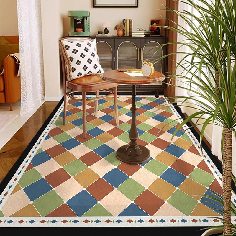 Balcony Waterproof Floor Mat Large Size Pvc Leather Anti-slip Carpet American Retro Home Decoration Rug for Kitchen Floor Mat
