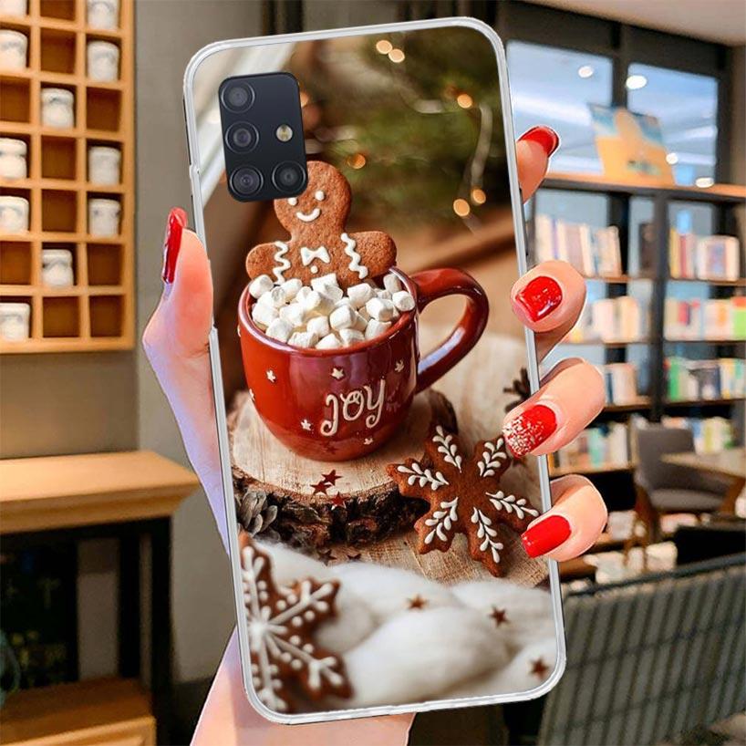 

Winter Coffee Christmas Cover Phone Case For Samsung Galaxy A12 A22 A32 A52 A72 A02S Phone Case Note 20 Ultra 10 S10 Plus A51 A7 Samsung A32 4G