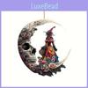 Retro Style Acrylic Skull And Moon Car Charm Unique Interior Decoration Piece