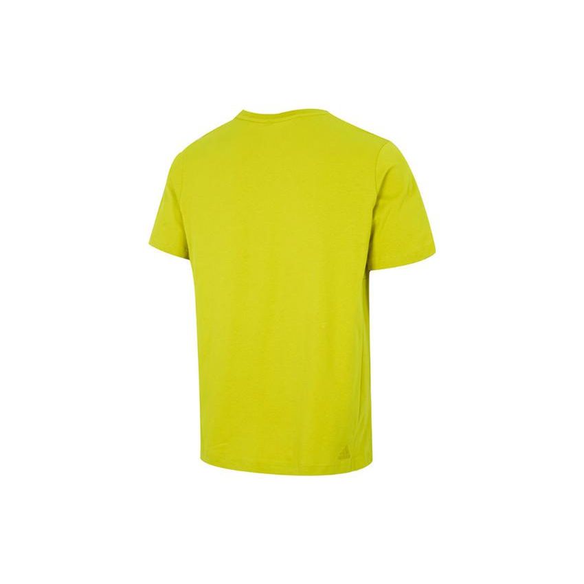 Adidas Alphabet Logo Print Crew Neck T-Shirt Men Tops Yellow HE9938