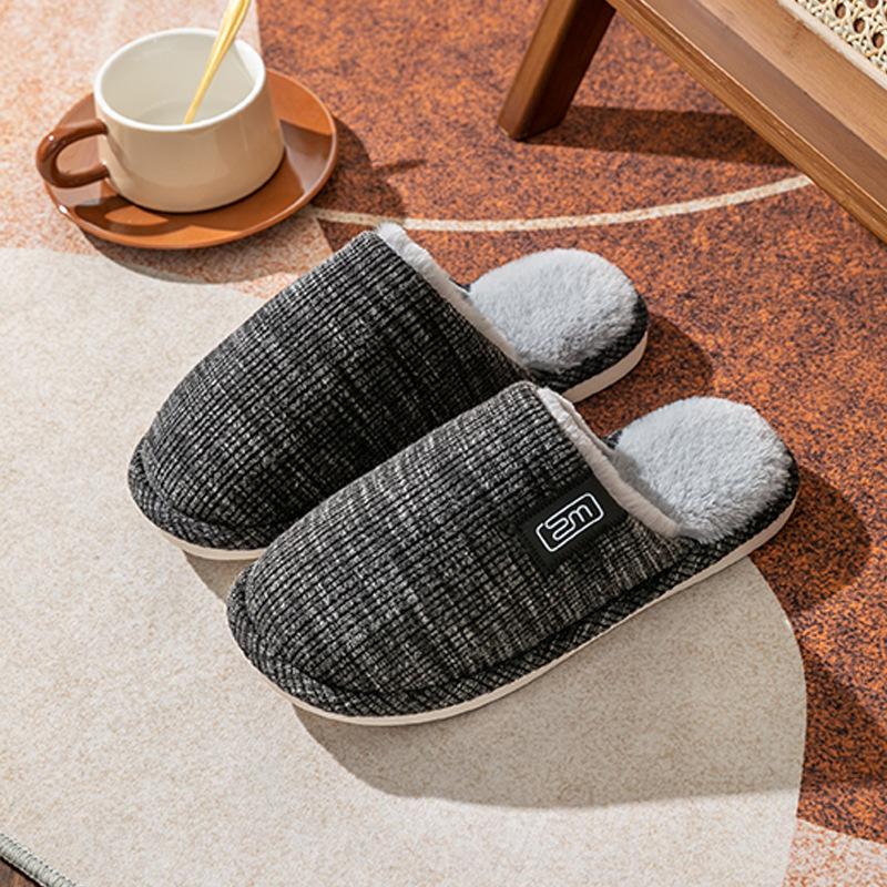 

Men s cotton slippers women s autumn and winter indoor home household soft bottom thickened non-slip plush slippers to keep warm 44-45 (suitable for 43-44) чёрный