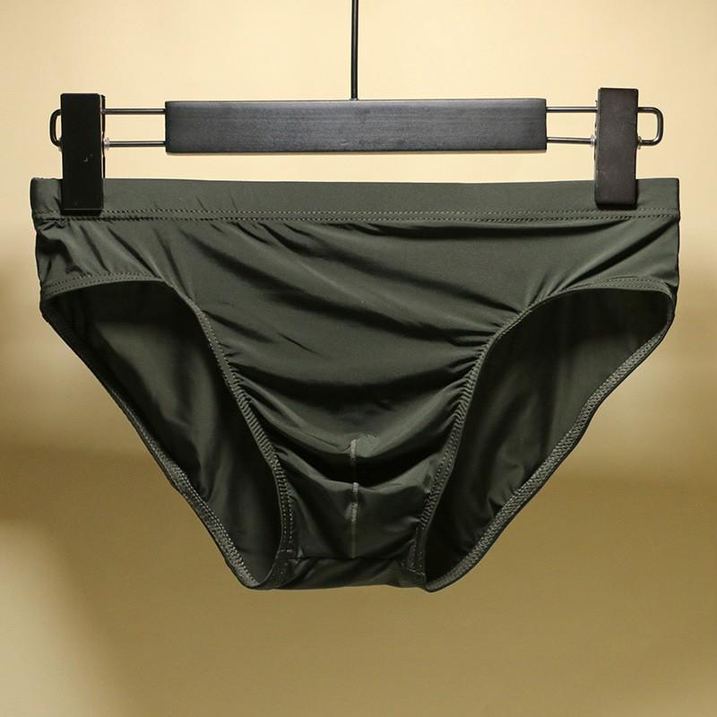 Ice Silk Underwear Low Waist Thongs Men Sexy Briefs Sexy Style Solid Color