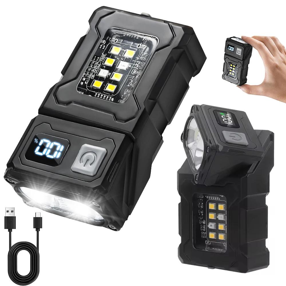 Powerful Sensor Flashlight Rechargeable Led Flashlights with Magnet,Hat Clip Torch Outdoor Waterproof Camping Fishing Lantern