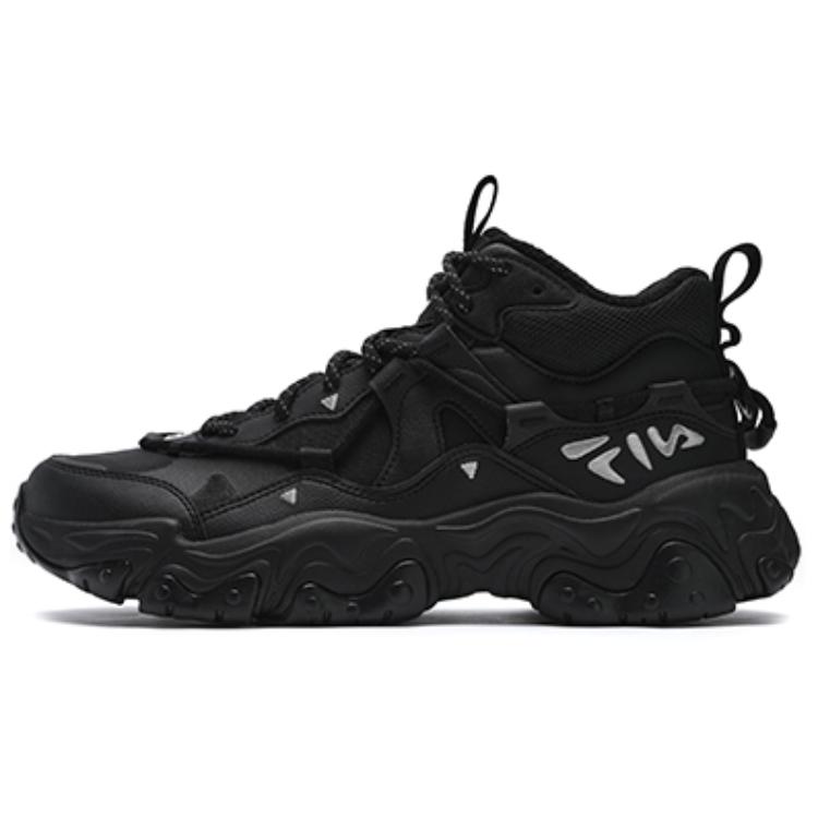 FILA Fluid 5 Comfortable Simple Fleece Mid-Top Casual Running Shoes Men sneaker Black F12M442122F-BK