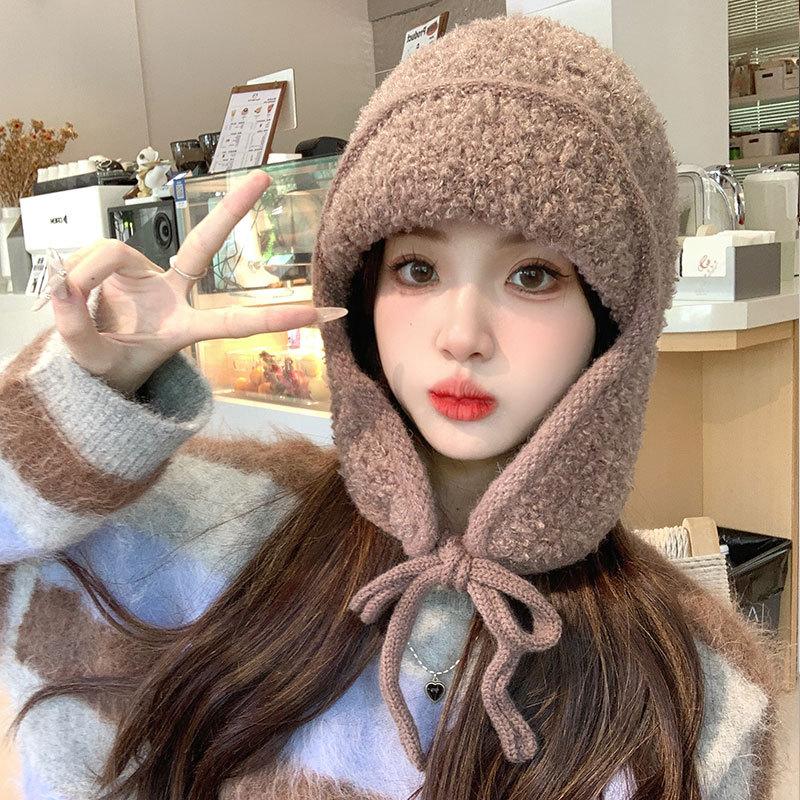 Keep Warm and Cold Children Autumn and Winter Thickened Fleece Ear Protector Knitted Wool Balaclava Hat