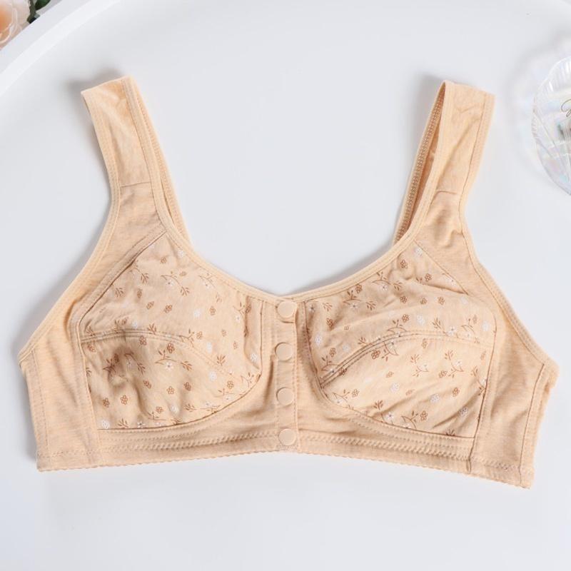 Women Front Button Bra Thin Cotton Lining 36-46 Plus Size Bras Butang Depan Top Underwear Lingerie for Elderly Old Woman
