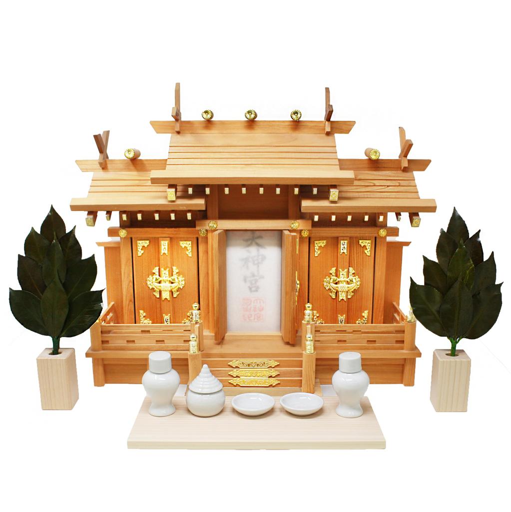 [A&K] Shinto Shrine Altar, Kiwami Sakaki S, Sakaki Stand Set, Tanba Camellia Leaves, Japanese Cypress, Preserved Sakaki, Never Withers, No