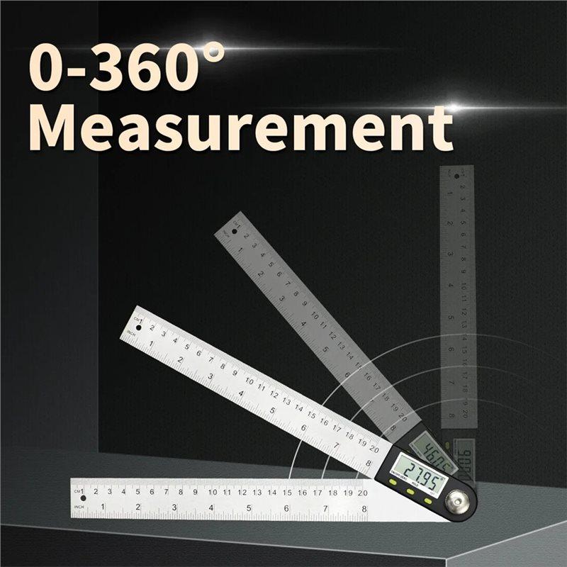 Digital Ruler 20" 500Mm Stainless Steel Electronic Angle Meter Goniometer Digital Angle Finder Level Measurement Tool Instrument