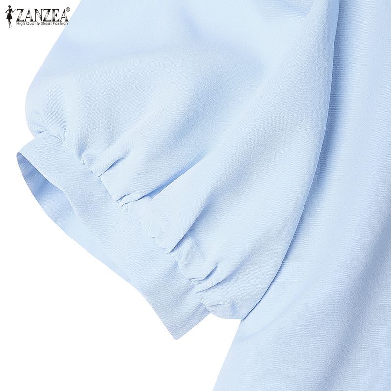 ZANZEA Women Casual Turn Down Collar Summer Short Sleeve Dress