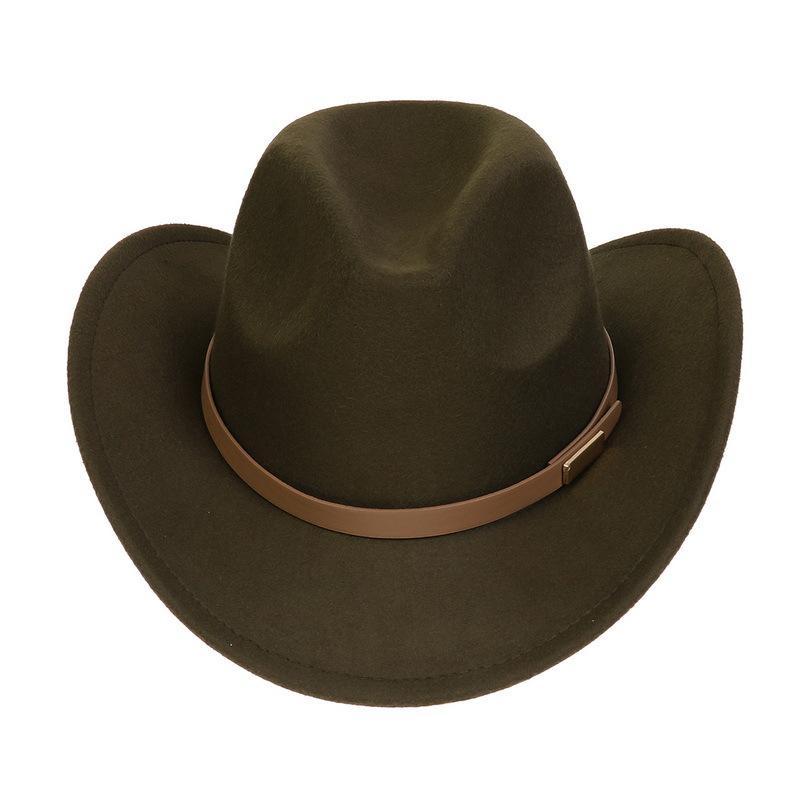 Western Cowboy Top Hat Spring And Autumn New Jazz Hat Big Brim Pentagram Belt Accessories Felt Hat Men And Women