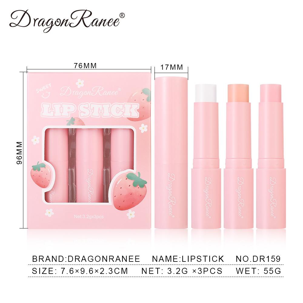 3 Strawberry Lipstick Set, Color-Changing Lipstick, Moisturizing, Long-Lasting Pink, Waterproof Lipstick, Pouty Lipstick Set