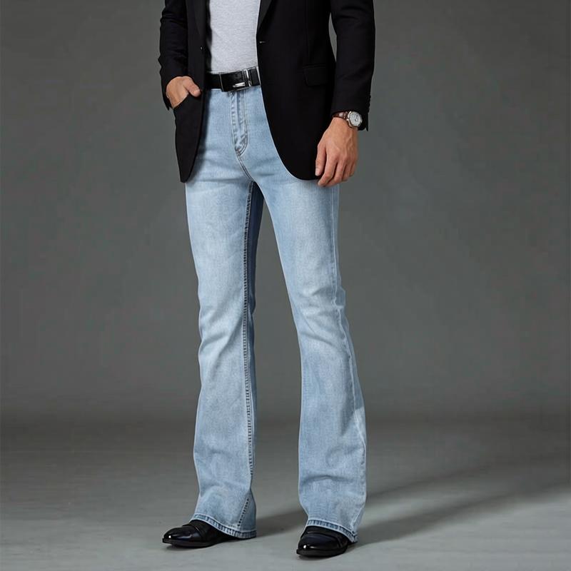 Jeans Flare Bootcut Stretch Cintura Média Masculino Tamanho Grande Clássico Lavado Calças Jeans Flare