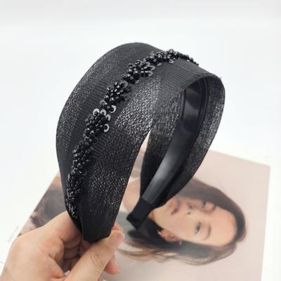 Neues Luxus Perlen Haarband Damen Elegant Mesh Breit Stirnband mit Punkten Mode Haaraccessoires Polka Dot Set Haarband