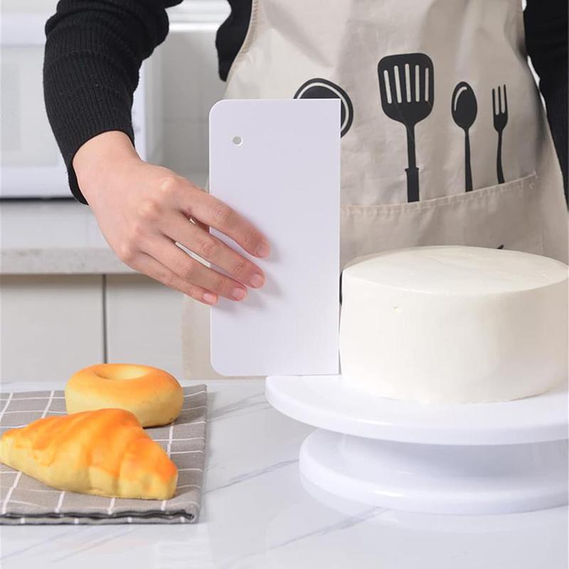 2Pcs Cake Scraper Set Cake Decorating Tools Plastic Cake Smoother Scraper Kit Pastry Cream Butter Scraper Tools DIY Baking Tool