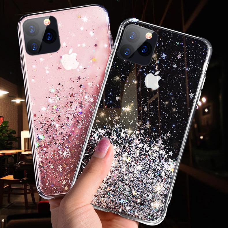 Bling Glitter Phone Case For Iphone 11 12 Pro Max Xr Xs Max X 7 8 6s Plus Soft Silicone Transparent Back Cover For Iphone 13pro