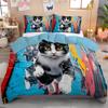 Colorful Graffiti Cat Duvet Cover 2 Pieces,Soft Bedding Set, Abstract Art Duvet Cover Set With Zipper Closure And Pillowcases