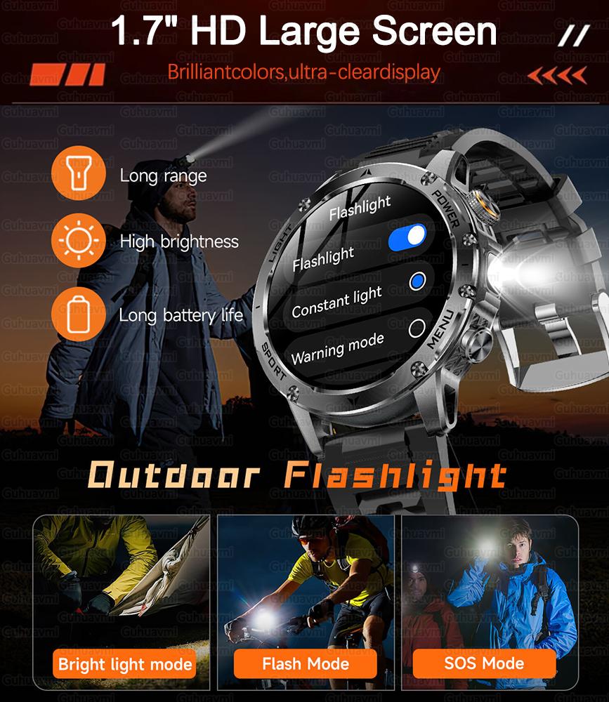 New Military Grade Smart Watch  1000Mah Battery Voice Call GPS Track 5ATM Waterproof Tactics Sport Fitness Smartwatch Men