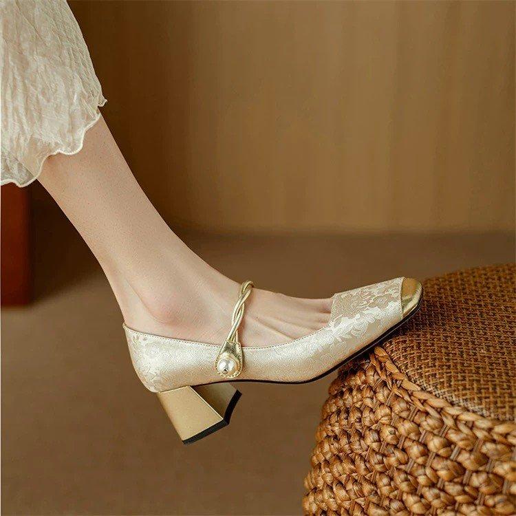 Temperament Mary Jane High Heels Women 2025 Spring New Chinese Late Evening Wind Fairy with Skirt Thick Heel Single Shoes
