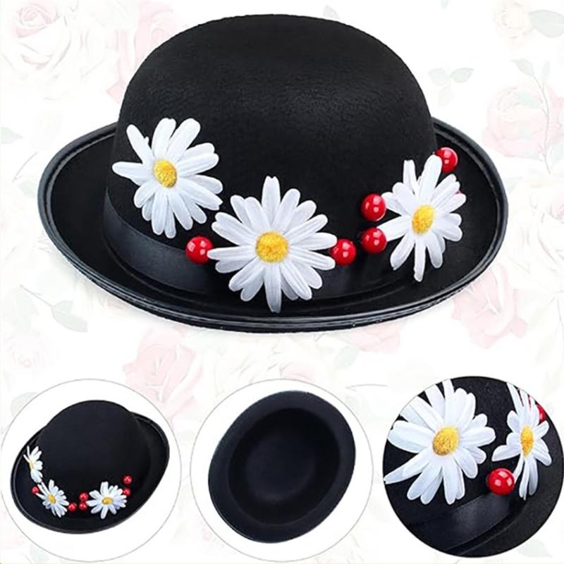 Black Felts Magicians Hat Glasses Bowtie and Gloves Set For Professional Performances Practical Wear Resistant Design