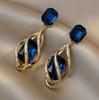 Zinc Alloy Needle Geometric Drop Earrings for Women Retro Fashion Personality Drop Earrings Temperament Zircon Female